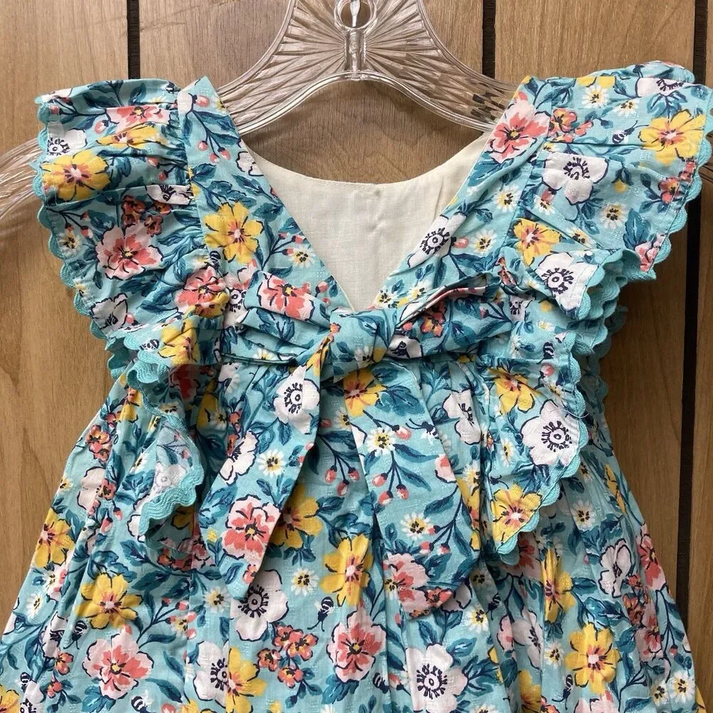 NWT TOMMY BAHAMA blue multicolor floral flutter sleeves baby girl dress 24M